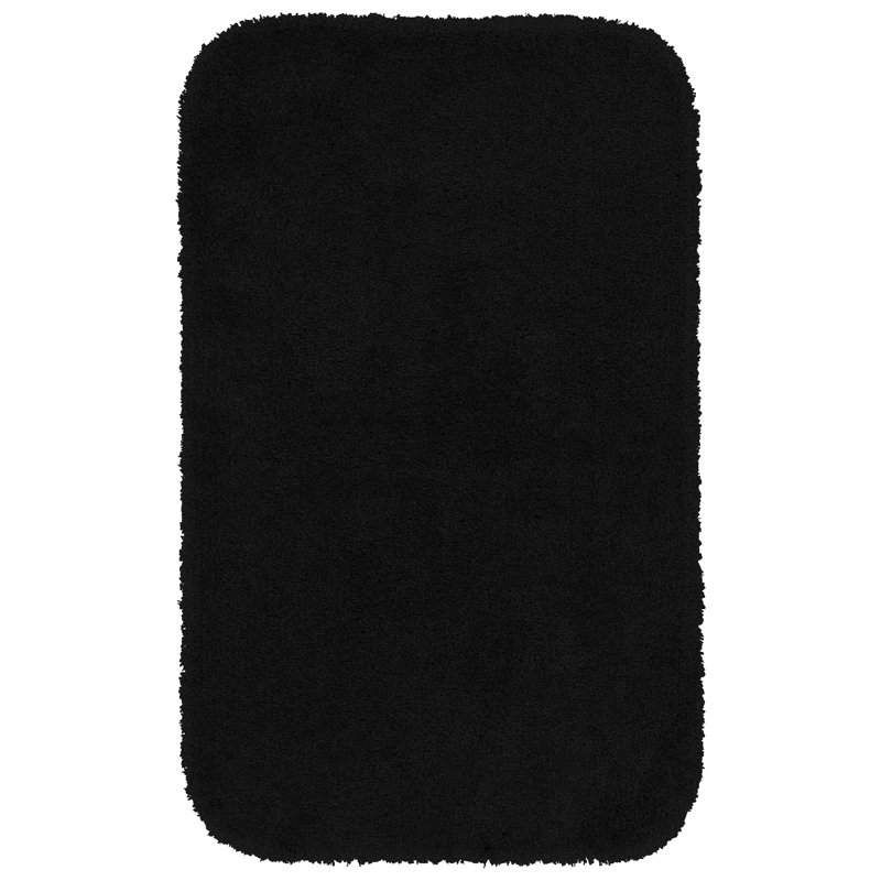 Treye Nylon Bath Rug with Non-Slip Backing, Black, Rectangle 30" x 50"