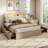 Queen Upholstered Platform Bed with 4 Drawers, Adjustable LED Light & Charging Station, No Box Spring Needed-1313956498-1323335372