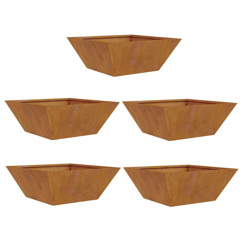 Garden Planter Decor Metal Trapezoidal Outdoor Modern Terrace Holder, 15cmH x 40cmW x 40cmD