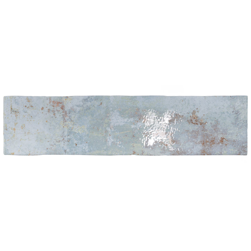 Biarritz 3" x 11.88" Straight Edge Ceramic Brick Look Subway Wall Tile, Blue