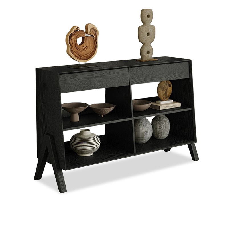 Buffet en bois massif noyer brun, H 35,43 po x l 59,06 po x P 15,75 po, Noir