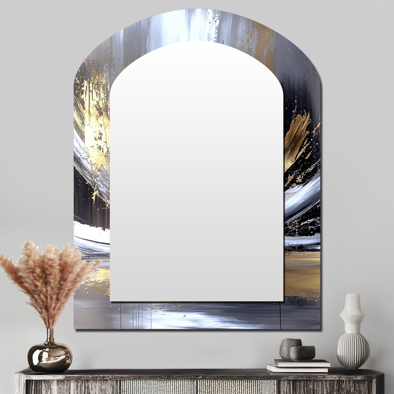 «Gold Sturdy Guardians» avec miroir gris II, 43 po x 33 po