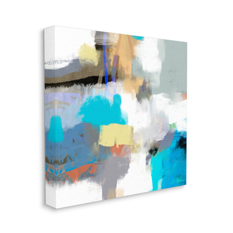 "Abstract Paint Strokes", "Vivid Blue" Scribbles par Lisa Ridgers, H 17 po x l 17 po x P 1,5 po