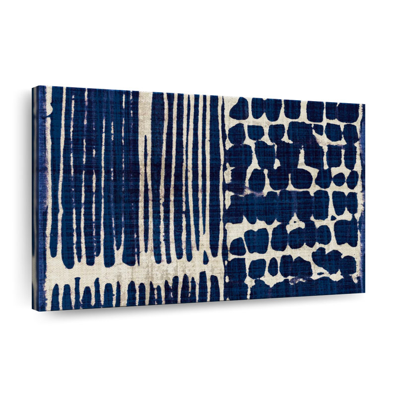 Indigo Batik III - Wrapped Canvas Print, 8" H x 12" W x 1" D