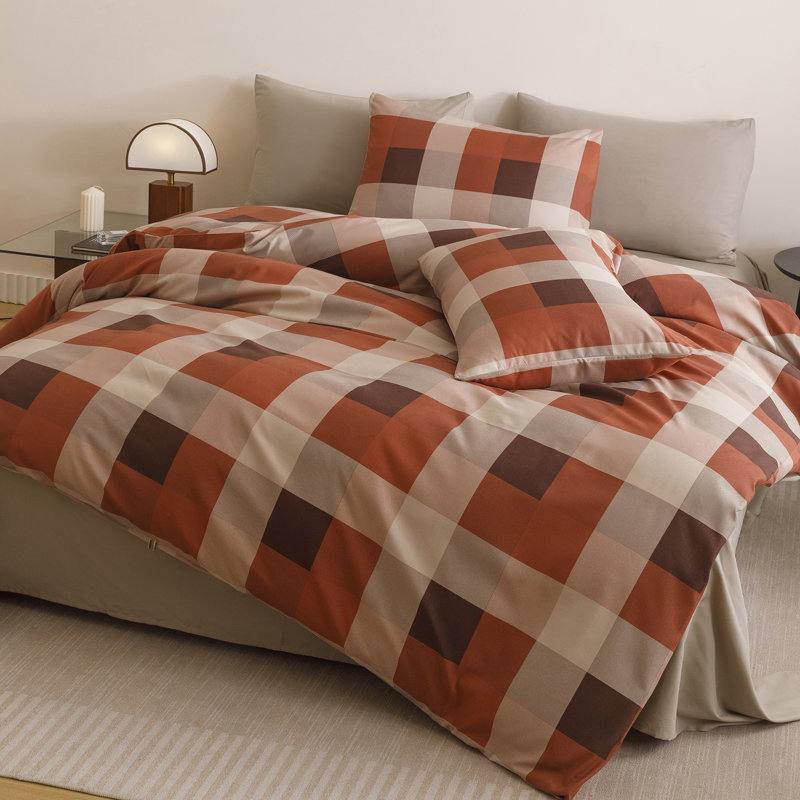 Grid Comforter Set Plaid Bedding Set 1 Checkered Comforter with Pillowcases, California King Comforter + 2 King Pillowcases