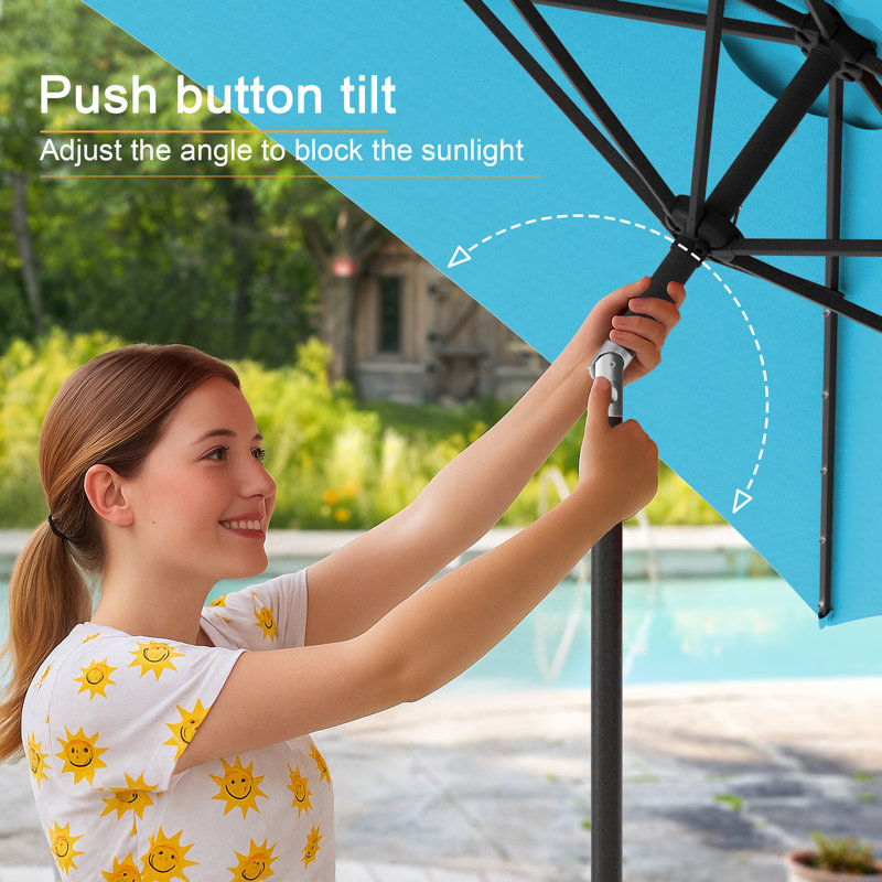 Parasol de marché rectangulaire à éclairage solaire 10 pi x 6,5 pi avec éclairage à DEL, manivelle de table d'extérieur avec manivelle et inclinaison, protection contre les rayons UV toutes saisons pour terrasse de jardin