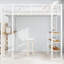 Lit simple, lit en fer blanc, balustrade, escalier des deux côtés, fonctionnel, chambre à coucher, table, bureau en forme de L à longue durée de service, et, économie d'espace, assemblage rapide-130522888
