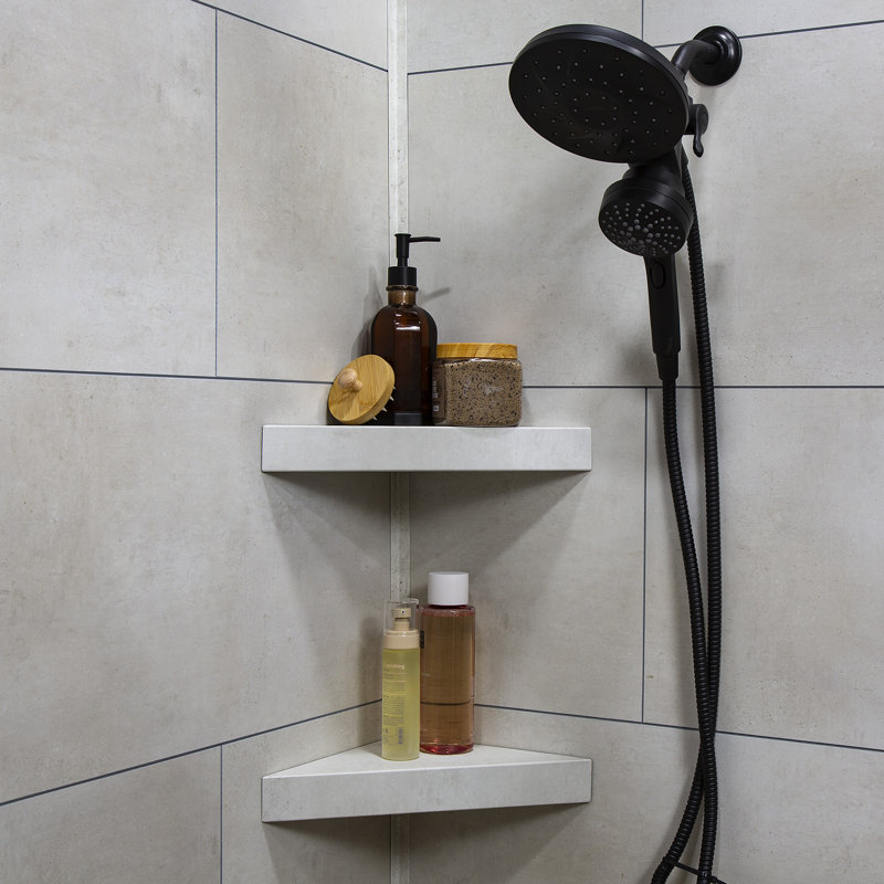 Palisade Vinyl Waterproof Corner Shower Shelf, Wintry Mix
