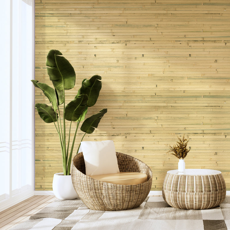 Art3d 48'' x 96'' Natural Bamboo Wall Panel for Interior Wall Décor for Living Room, Bedroom, Natural
