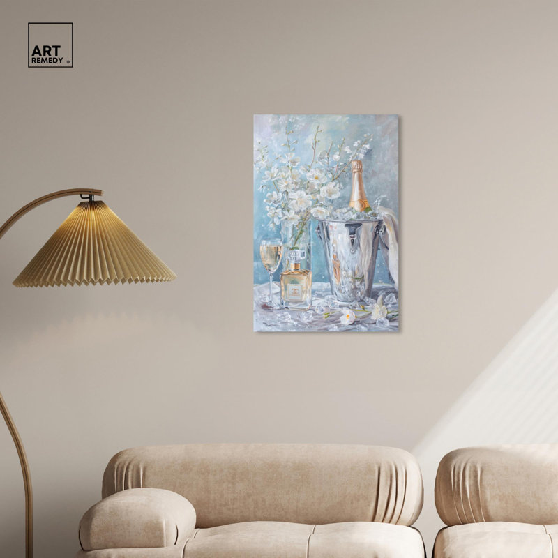 Illustration de mode sur toile Champagne Champagne, H 30 po x l 20 po, Toile tendue sur cadre, Ne s’applique pas