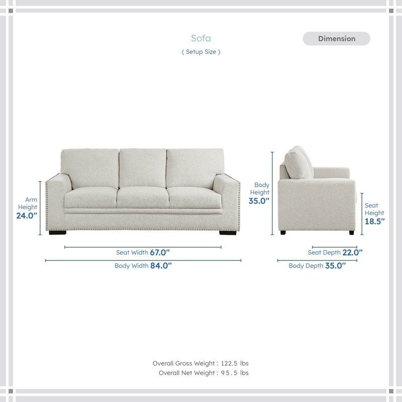 Canapé en chenille de 84 po Denaux, Chenille beige