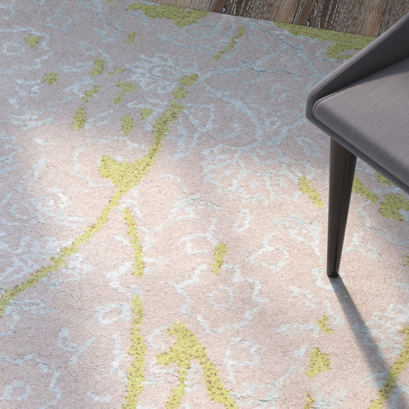 Tapis floral en laine touffeté à la main Seo, Rectangle 5' x 8'