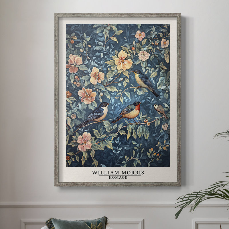 Imprimé encadré de la série XXIV de William Morris - Bois massif, H 11 po x l 9 po