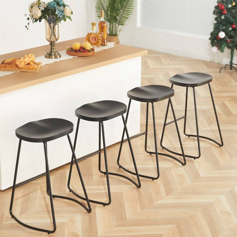 Ensemble de siège de selle en bois massif avec repose-pieds Alazia, Tabouret de comptoir (siège d'une hauteur de 26 p, 4