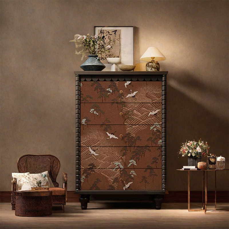 Armoire de rangement décorative à cinq tiroirs, Noir