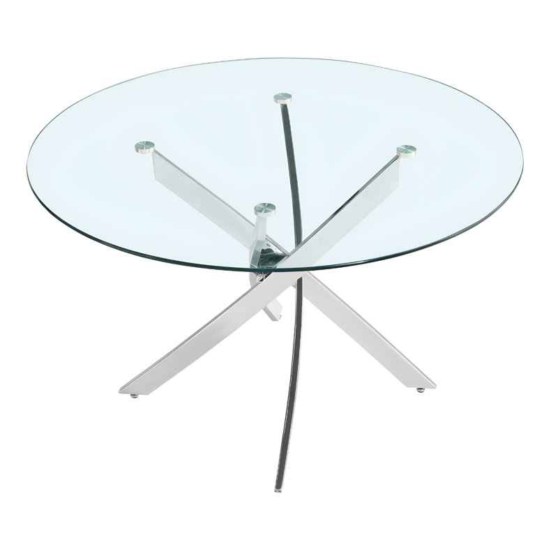 Table Étoile en verre argenté, H 30 po x l 48 po x P 48 po