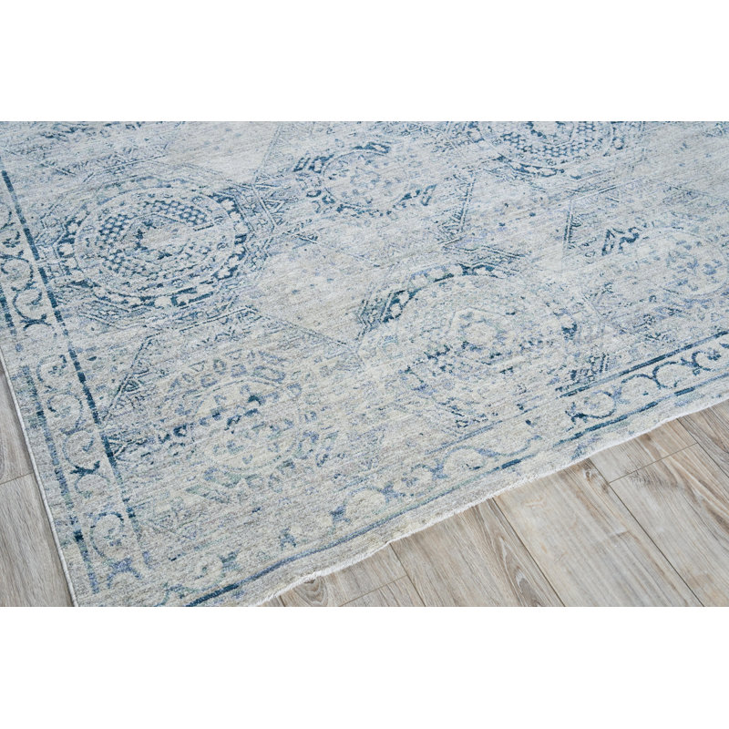 Vintage Looms Light Blue/Blue Polyester powerloom Area Rug, Rectangle 14' x 18'