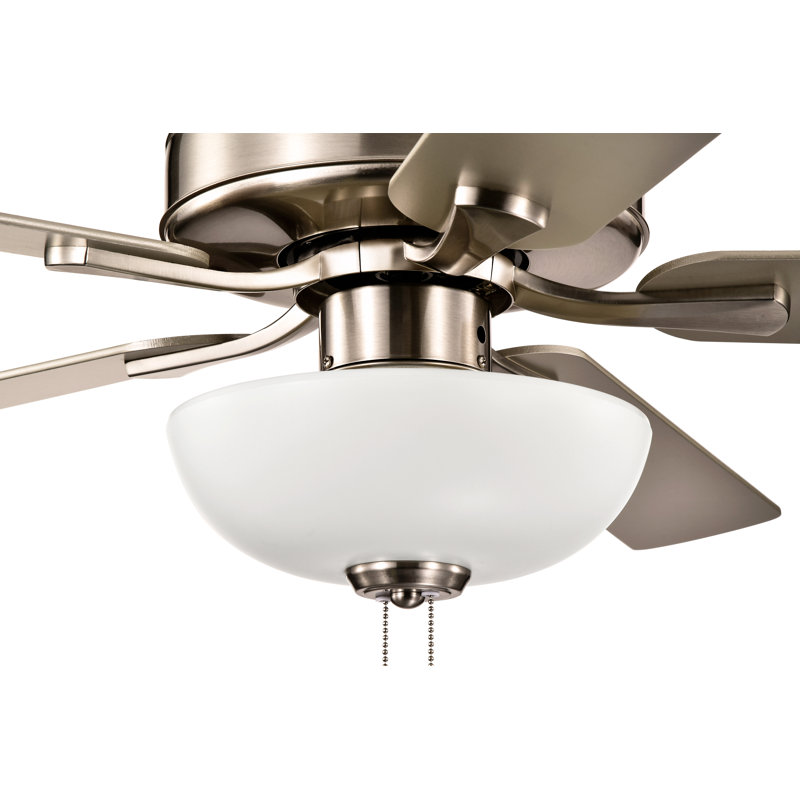 Ventilateur de plafond 52 po Amantha, Nickel brossé avec argent / bois patiné gris