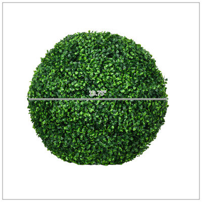 Set Of 2 19.75 Inch Artificial Ball Boxwood Topiary Trees Balls, Indoor Outdoor Fake Plants For Home, Office & Living Room Decor