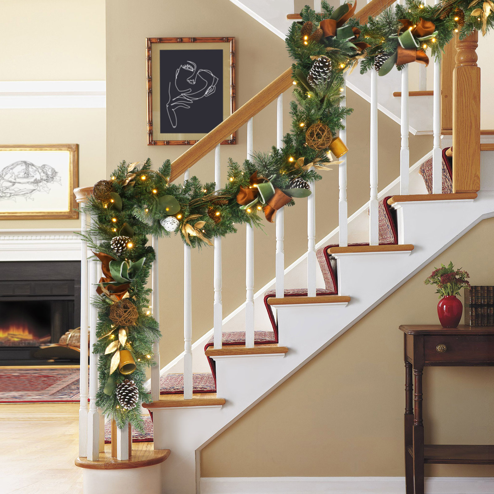 Pre-Lit Adorned Artificial Garland