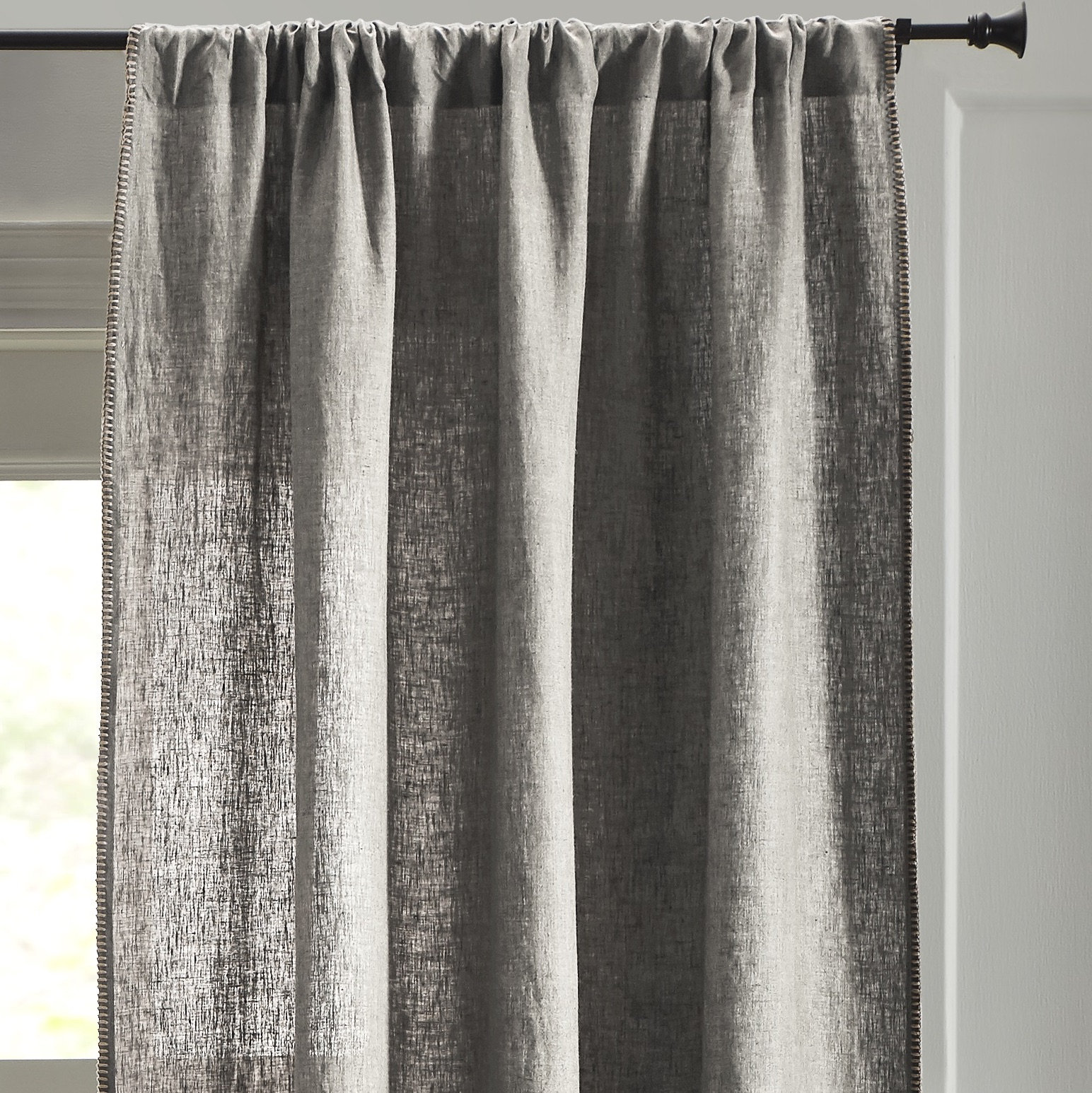 Brian Semi-Sheer Linen Curtain Panel, 50" W x 120" L, Gray