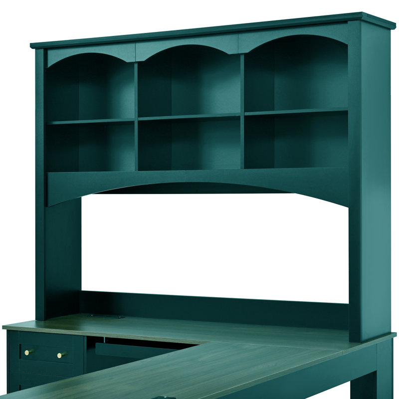 Bureau d'ordinateur en L 69 po avec prises intégrées, Green