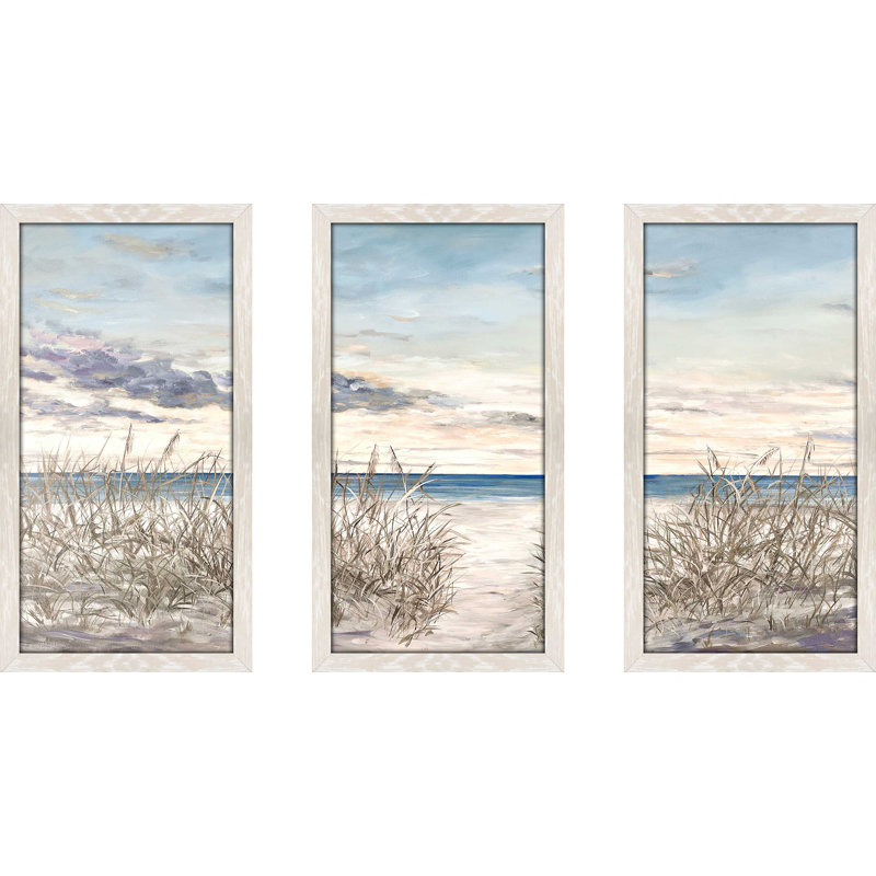 "Peaceful Beaches", impression sur acrylique 3 pièces, H 33,5 po x l 52,5 po x P 1 po