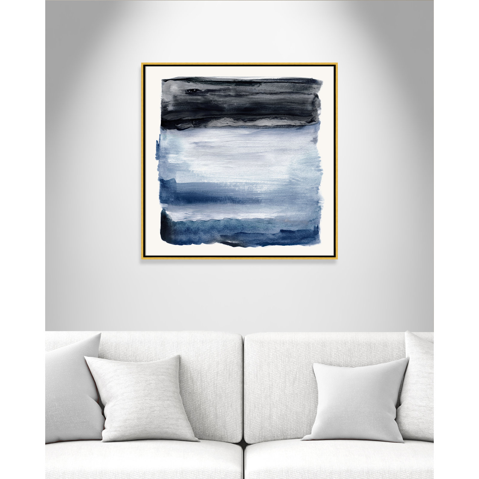 Navy Sky I Print by Nan, 31.5" H x 31.5" W, Gold