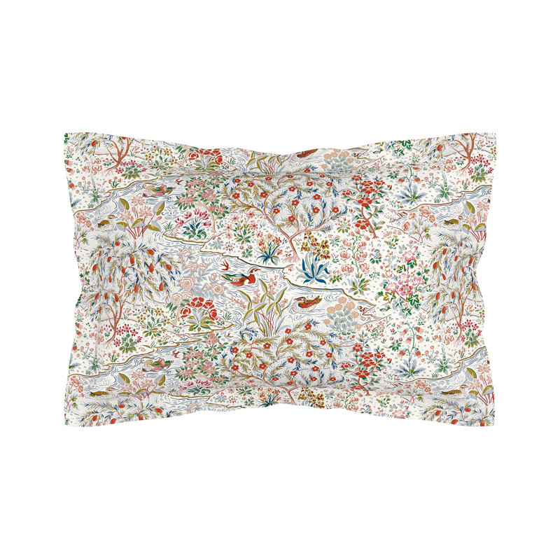 Moat Birds Cotton Floral Duvet Cover Set, Double Duvet Cover + 2 Pillowcases