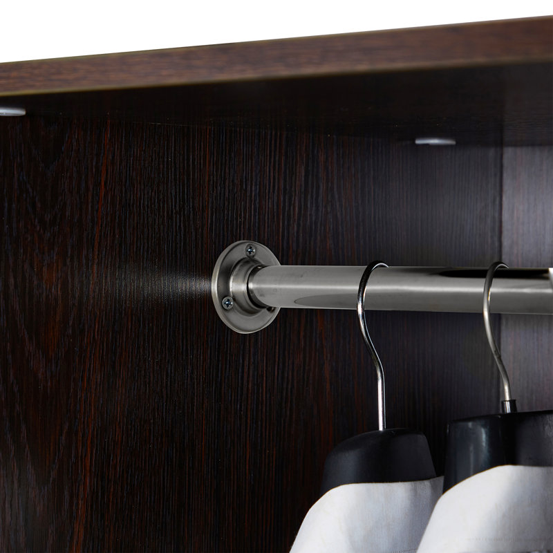 Armoire penderie noire autoportante avec miroir et tiroirs