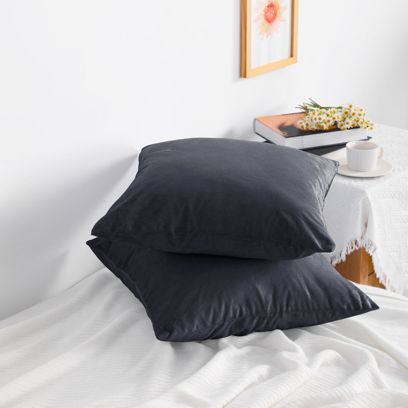 Square Zippered Throw Pillow Cover, Luxury Velvet Cover, Super Soft - NTBAY, Charcoal Gray, 20" x 20" Pillowcase