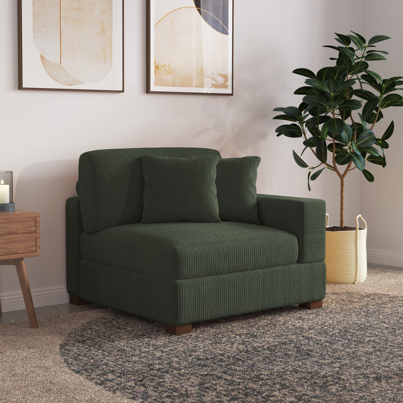 Milbrey 104.1Cm Wide Armchair, Green Corduroy