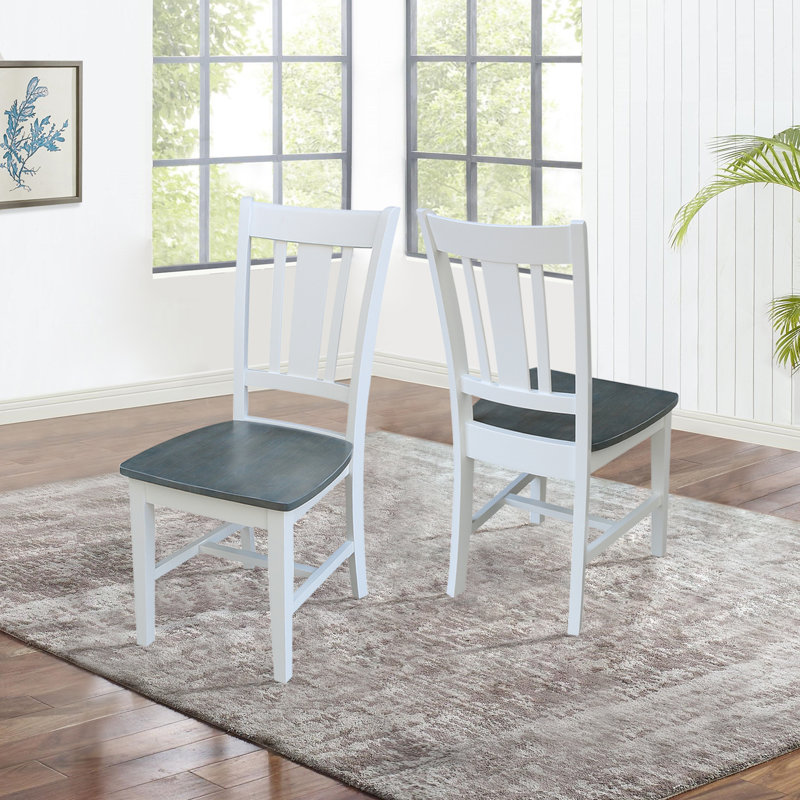 Evalyn Solid Wood Side Chair, White/Heather Gray