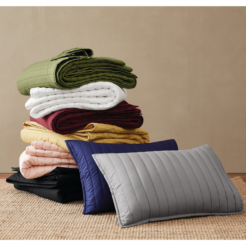 Navy Cotton Full Quilt Set with Standard Shams