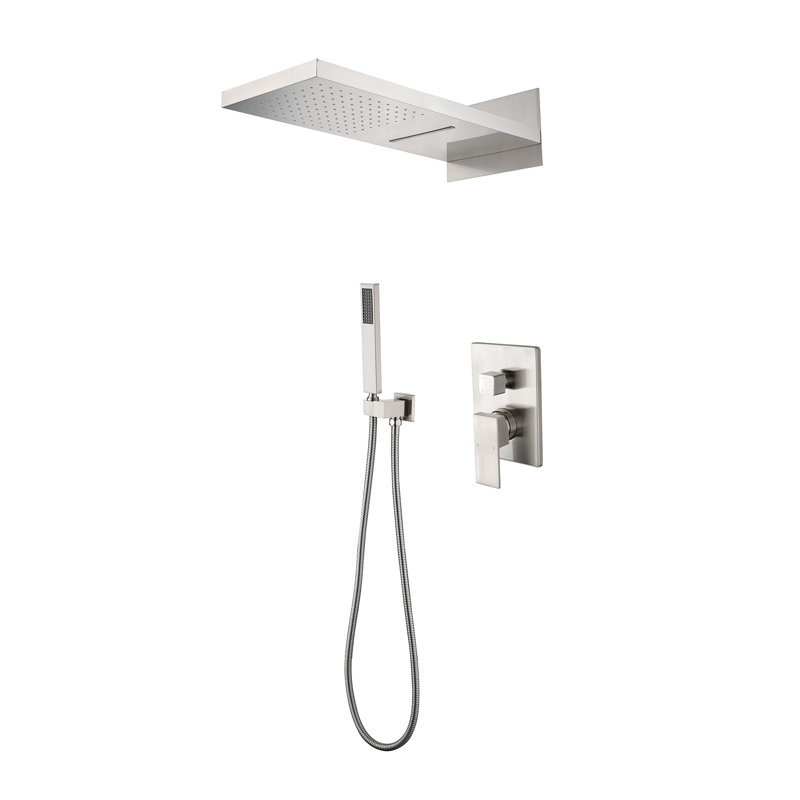 Système de douche complet avec valve brute, Nickel brossé