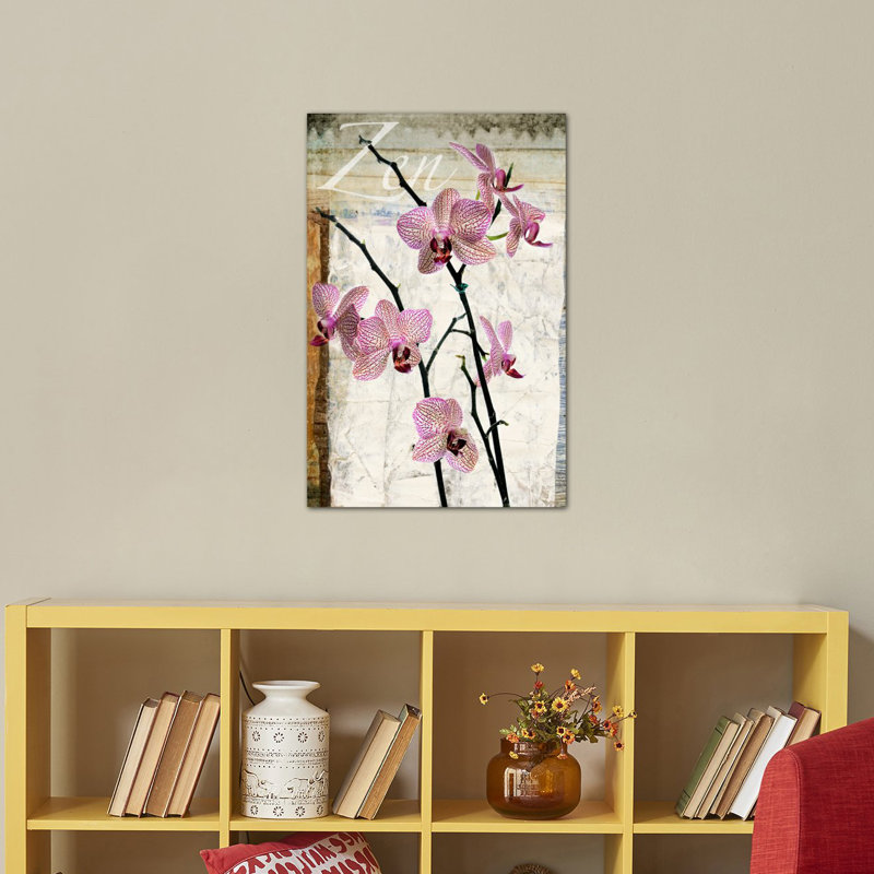 "Orchidées" par Luz, impression sur toile, H 18 po x l 12 po x P 1,5 po, Pas de tapis, Toile tendue