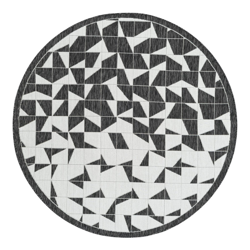 Tapis intérieur / extérieur d'extérieur moderne, Rond 6 pi 1 po