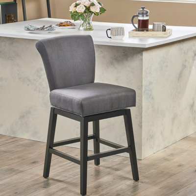Tabouret pivotant gris anthracite - siège en tissu, pieds en bouleau, profondeur de 29,25 po, comptoir robuste de 24,08 lb, siège confortable