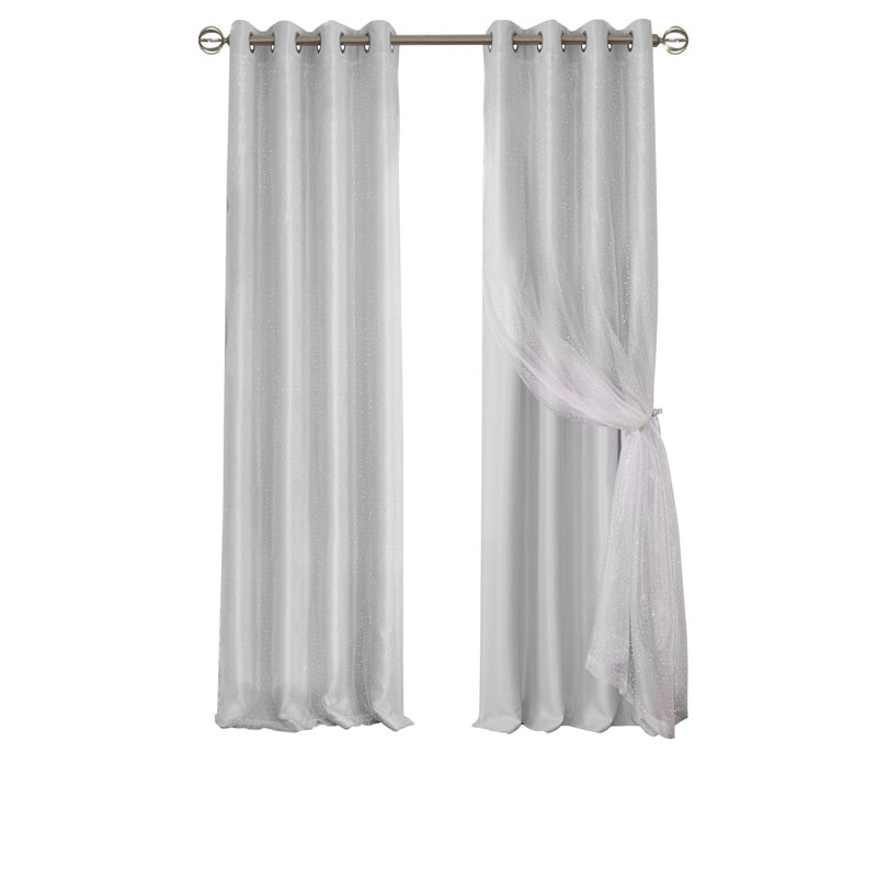 Pearl Gray Faux Silk Blackout Grommet Curtain Panel for Kids