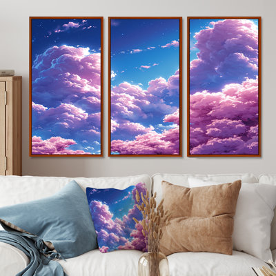 Ensemble de salon art mural nuage rose