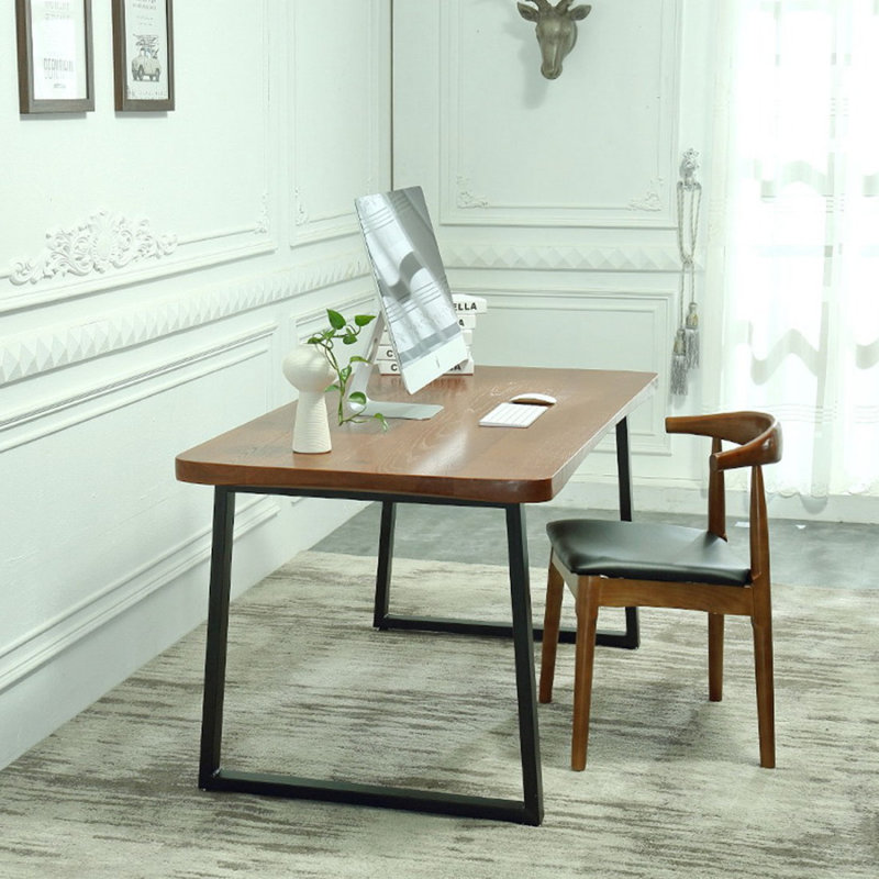 Bureau d'écriture rectangulaire en bois massif noyer, H 29,53 po x l 55,12 po x P 27,56 po