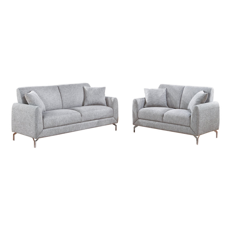 Ensemble de canapé en tissu 2 pièces Genioara, Gris clair