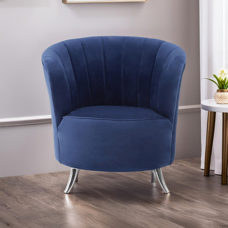 St. Charles Upholstered Barrel Chair, Midnight Blue Velvet