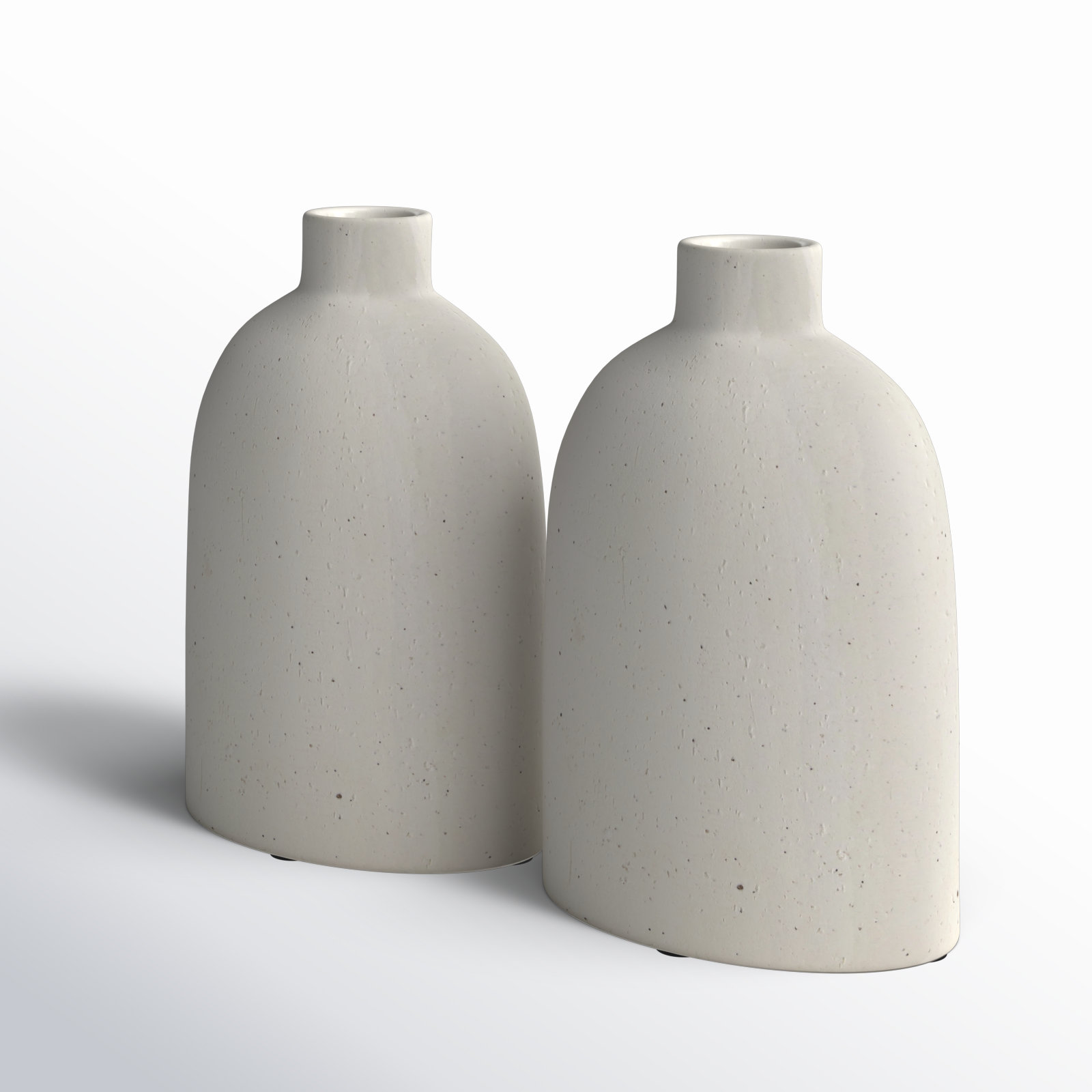 Abie Handmade Ceramic Table Vase, White, 3.937" H x 4" W x 2.5" D