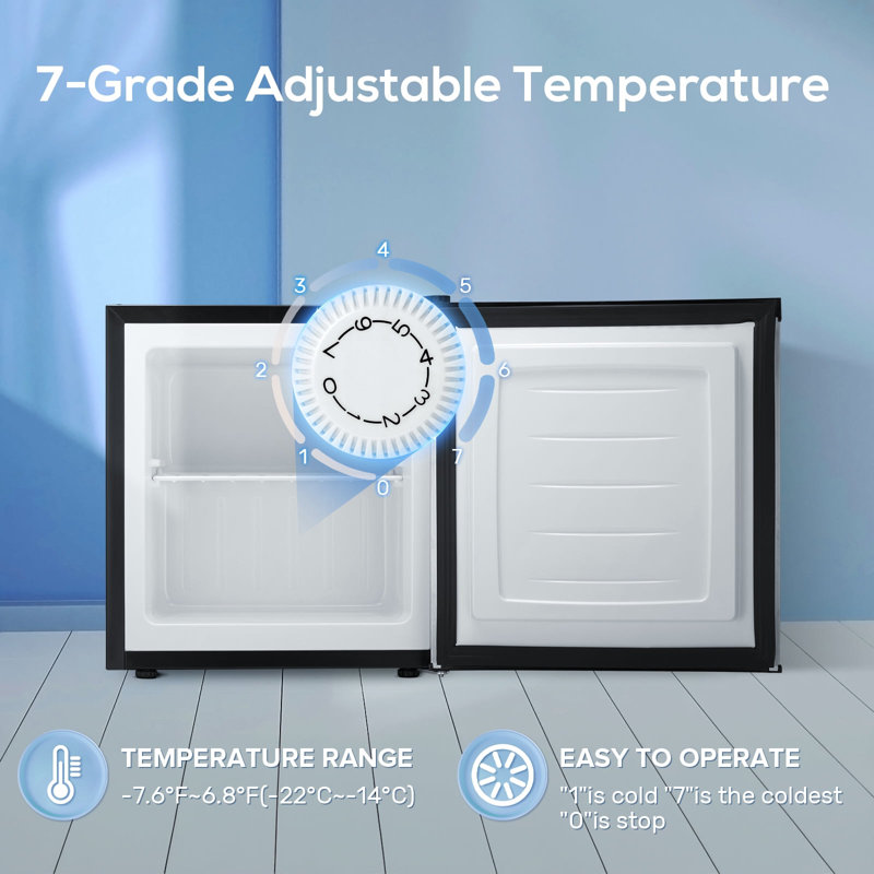 1.1 Cubic Feet Upright Freezer with Adjustable Temperature Controls, Silver
