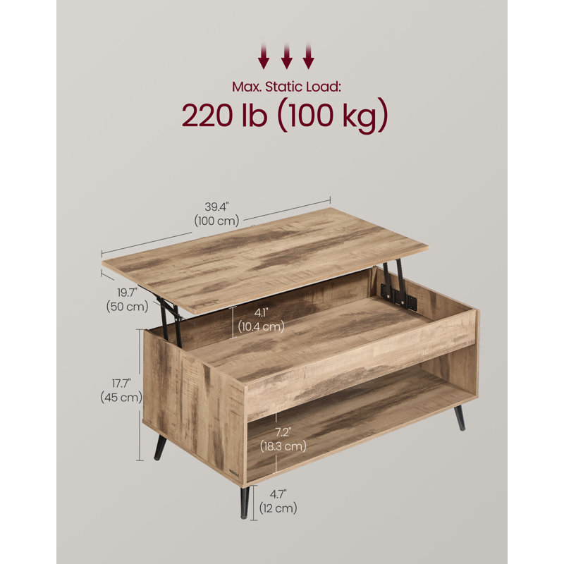 Lift Top Coffee Table with Storage, Natural