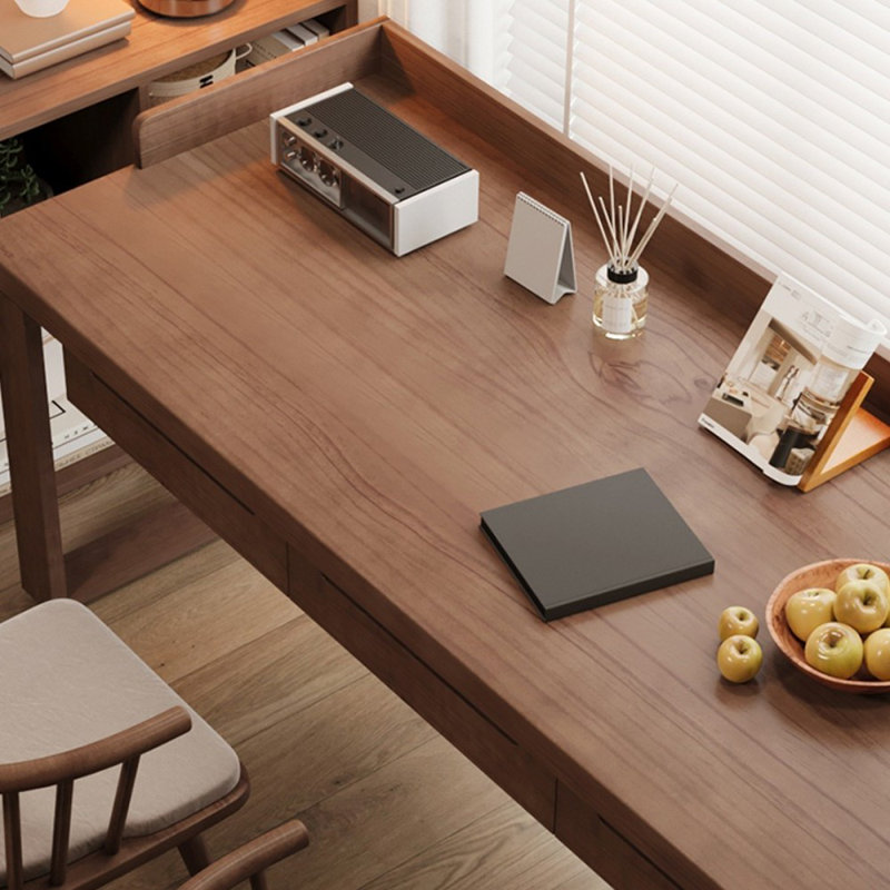 Tan Rectangular Solid Wood desks, 29.53" H x 78.74" W x 23.62" D
