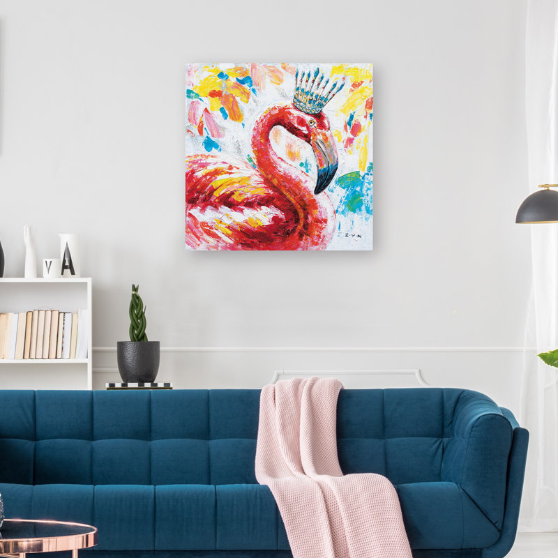 " The Queen Flamingo ", 20" H x 20" W x 2"