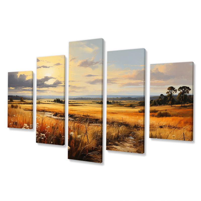 «Yellow Wheat Field Meadows III - Meadow Multipanel Wall Art Decor Set