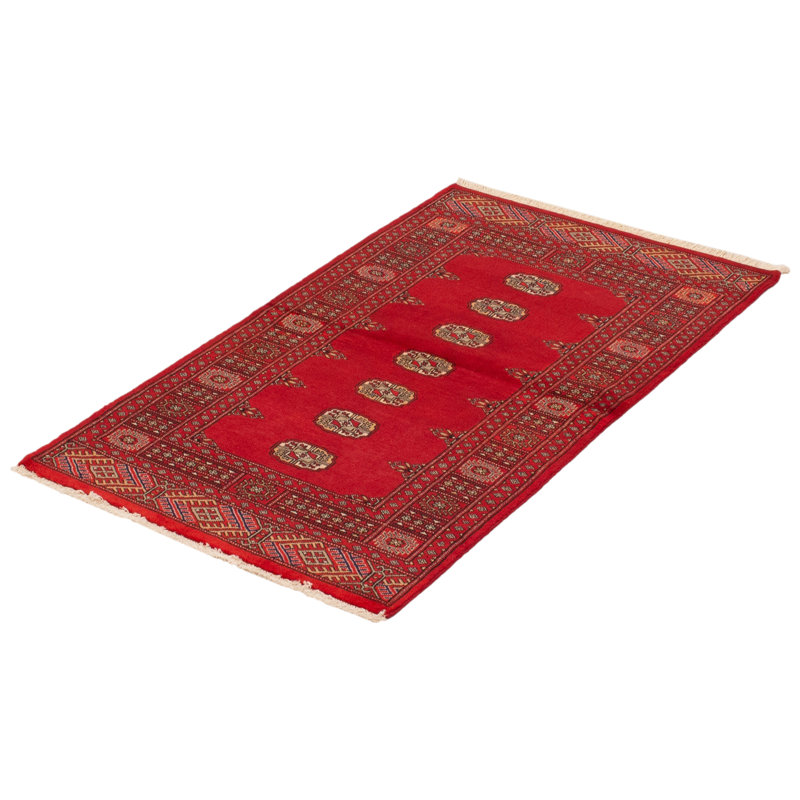 Tapis unique en laine rouge foncé 3 pi 2 po x 5 pi 3 po One Age of a Kind Kind Peshawar